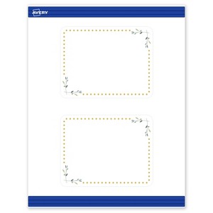 Avery 4.25" x 5.5" Cards, Gold Dots with Green Florals, 20 ct - 1 of 4