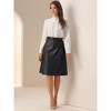 INSPIRE CHIC Women's Faux Leather Belt Vintage Pencil A-Line High Waist Skirts - 4 of 4