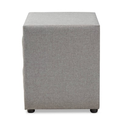 Lepine Gray Tufted 2-Drawer Wood Nightstand with Silver Knobs