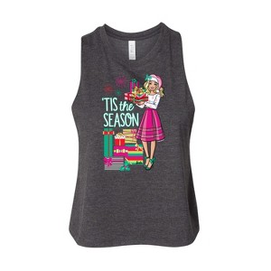 Women's Barbie Tis The Season Graphic Racerback Tank - Heather Charcoal - Medium - 1 of 3