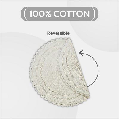 Ivory 30" Round Cotton Crochet Tufted Reversible Bath Rug