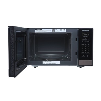 Compact Black Stainless Steel Countertop Microwave Oven, 0.9 cu ft