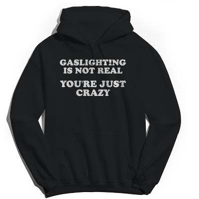 Rerun Island Men's Gaslighting Is Not Real Long Sleeve Graphic Cotton Sweatshirt Hoodie