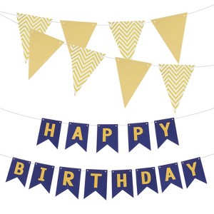 Unique Bargains Party Decoration Birthday Banner with Pennant Flags 16 Feet Rope - 1 of 4