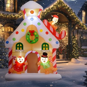 QingMoon Christmas Inflatable Gingerbread House, 7 FT Outdoor Holiday Blow Up Decorations Weather-Resistant for Yard, Lawn, Garden - 1 of 4