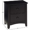 DOMETOUR Black Finish Nightstand 2-Drawers Pine Veneer MDF Wooden 1pc Modern Nightstand - 3 of 4