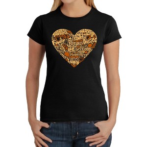 LA Pop Art Thanksgiving Heart - Women's Word Art T-Shirt - 1 of 4