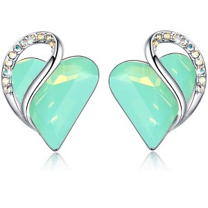 Leafael Infinity Love Heart Stud Earrings with Birthstone Crystal Women's Gifts, Silver-tone - 1 of 4