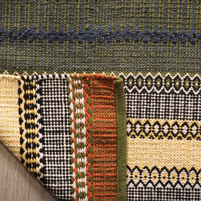 Gold and Grey Striped Wool Kilim 8' x 10' Area Rug