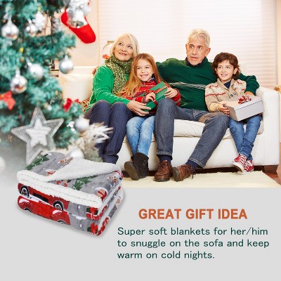 Catalonia Christmas Reversible Sherpa Fleece Throw Blanket, 50x60 inches