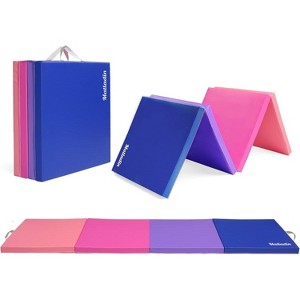 Matladin 8 FT Folding Gymnastics Gym Exercise Aerobics Mat, 8’x 2’ x 2” PU Leather Tumbling Mats for Stretching Yoga Cheerleading Martial Arts, Play - 1 of 4