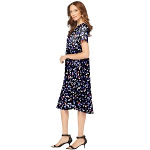 Roaman's Women's Plus Size Tall Ultrasmooth V Neck Swing Dress - 1 of 4
