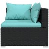 vidaXL Patio Lounge Set Outdoor Sectional Sofa Set Table Garden Poly Rattan - Black and Blue 4x Corner 5x Middle Footrest - 4 of 4