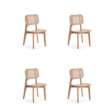 Set of 4 Versailles Square Dining Chairs Natural - Manhattan Comfort