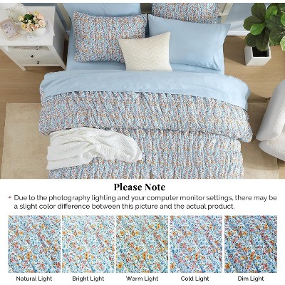 Der Rose BALHAM TRADE-Queen Size Comforter Set 7 Pieces Blue Classic Puff Floral Bedding for All Seasons Aster Marigold-Queen 90"x90" — фото 6