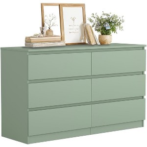 Modern Green 6-Drawer Double Dresser Roomy Storage Chest for Closet Bedroom Living Room - 1 of 4