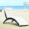 64'' Beige Foldable Patio Lounge Chair with Cushion for Backyard - 3 of 4