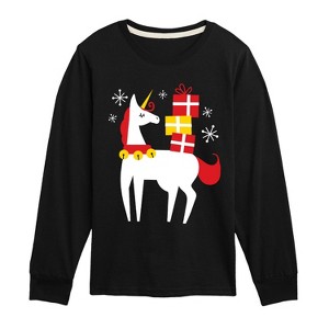 Boys' - Instant Message - Christmas Unicorn Long Sleeve Graphic T-Shirt - 1 of 4