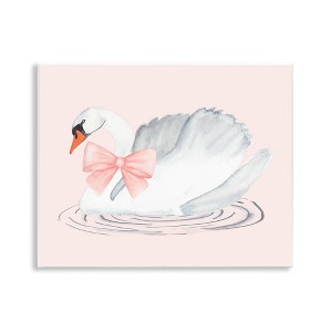Stupell Industries White Swan with Pink Ribbon Wall Plaque Art - 1 of 4