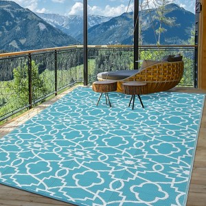 Large Outdoor Rug 9 x 18 Reversible Plastic Straw Rug RV Mat, Indoor Outdoor Carpet for Patio, Camping, Balcony, Deck, Backyard - 1 of 4