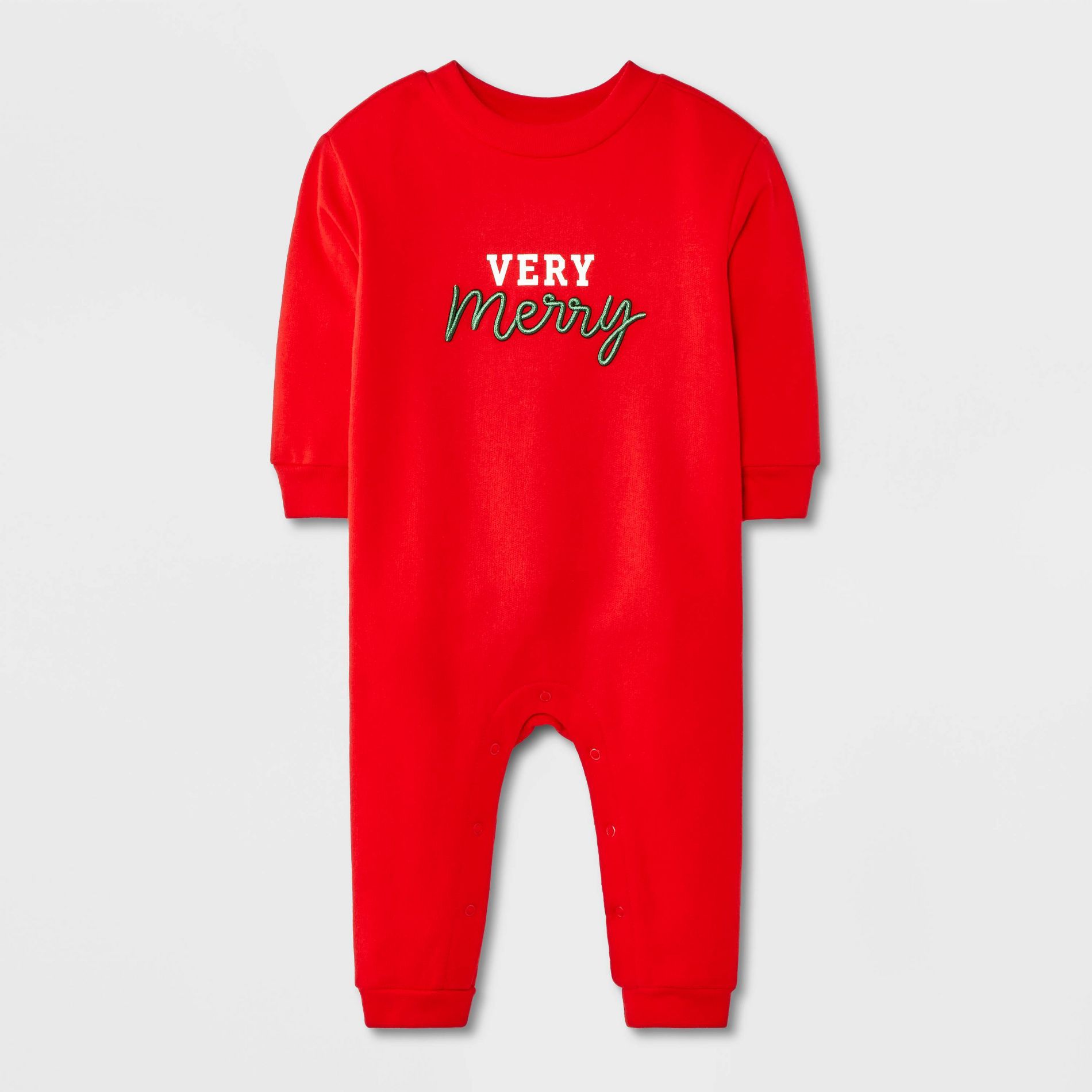 Baby Christmas Holiday Very Merry Sweatshirt Romper - Cat & Jack™ Red