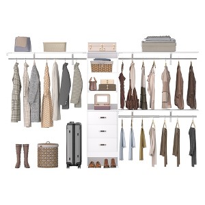 Aheaplus 120'' Adjustable Closet Organizer, Large Closet System with Storage Drawers and Hanging Rods - 1 of 4
