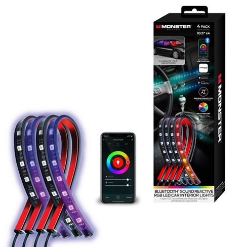 Monster 4pk Bluetooth Led Light Strips For Car : Target