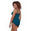 Aqua Green, Women's Surplice Trim Overlay One Piece - 2 of 3