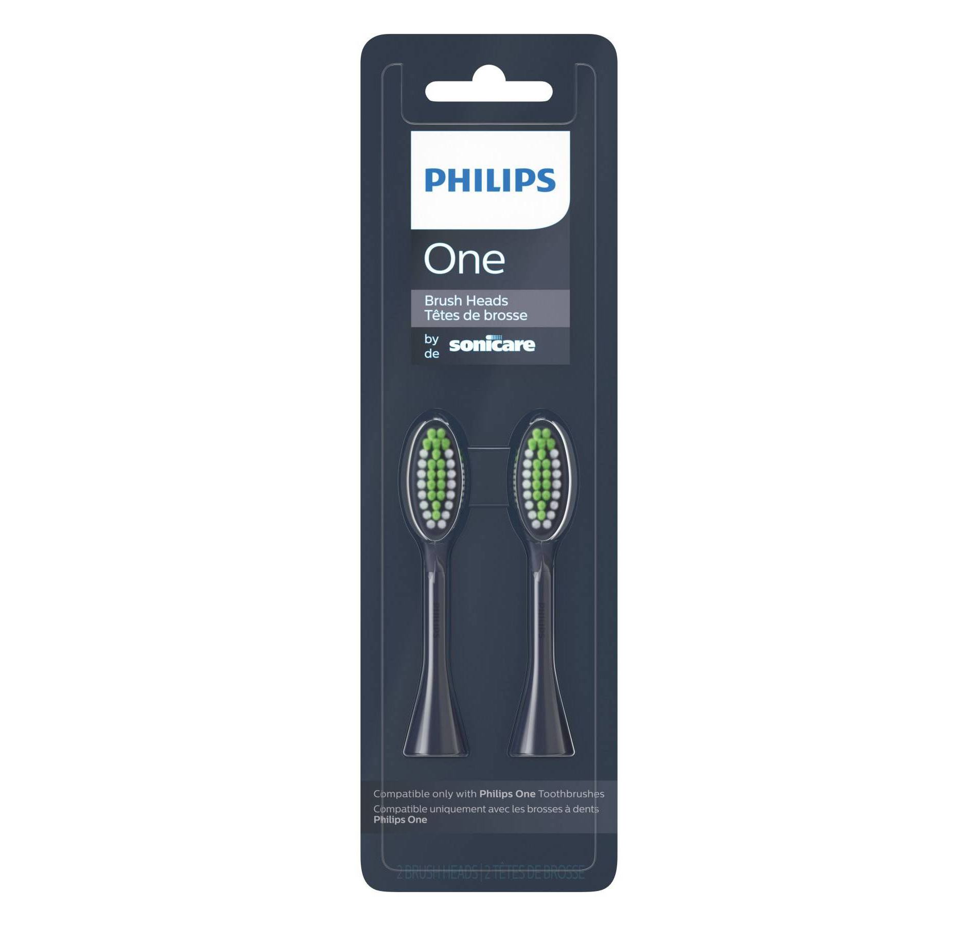 Philips One by Sonicare Replacement Electric Toothbrush Head - BH1022/04 - Midnight - 2pk