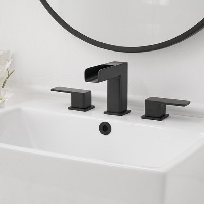 Matte Black Widespread 2-Handle Bathroom Faucet with Metal Drain