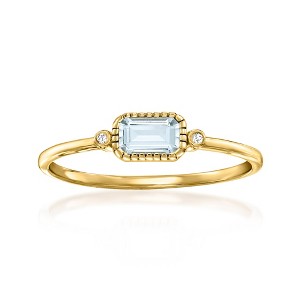 Pure Collection by Ross-Simons 0.20 Carat Bezel-Set Aquamarine Ring With Diamond Accents in 14kt Yellow Gold - 1 of 4