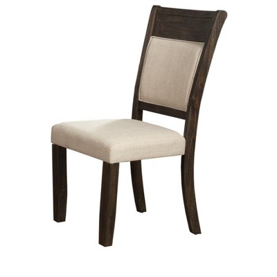 Transitional Beige Upholstered Side Chair with Acacia Wood Frame