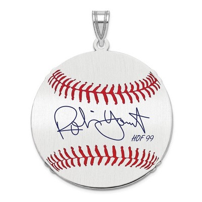 Black Bow Jewelry Sterling Silver Robin Yount Signature LG Enamel Baseball Pendant