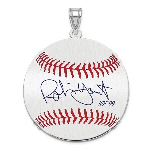 Black Bow Jewelry Sterling Silver Robin Yount Signature LG Enamel Baseball Pendant - 1 of 4