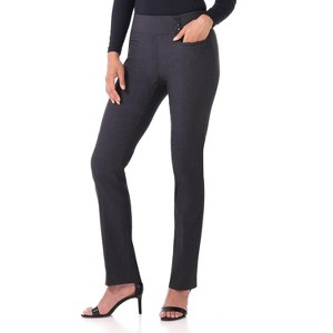 Rekucci Women's Pull-On Straight Leg Pants with Pockets & Tummy Control – Office Workwear Stretch Trousers - 1 of 4