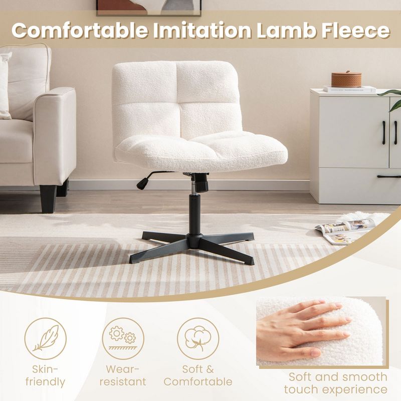 Costway Armless Office Desk Chair Modern Swivel Vanity Chair with Adjustable Height Grey/Brown/Beige, 5 of 11