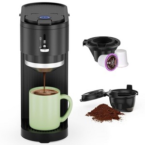 ZAFRO Single Serve Coffee Maker, Two Holders for Capsule & Ground, Adjustable Funnel Height, Brew 6oz to 14oz, One-Touch Switch - 1 of 4
