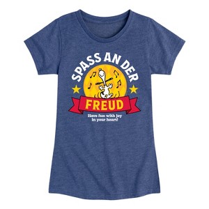 Girls' - Peanuts - Snoopy Spass An Der Freud Fitted Short Sleeve Graphic T-Shirt - 1 of 4