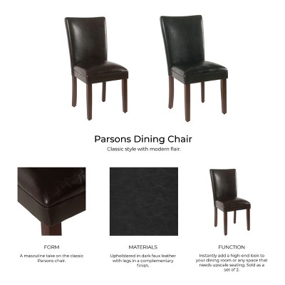Modern Brown Faux Leather Parsons Side Chair with Wood Legs