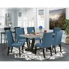 HomeStock 7-Piece Natural Oak Finish Solid Wood Top Dining Table with 6 Chairs - 2 of 4