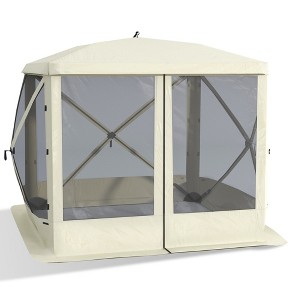 Aghana Digitals 7x7FT Beige Pop Up Camping Screen Tent: 3-4 Person Easy Setup, Mesh Ventilation, - 1 of 4