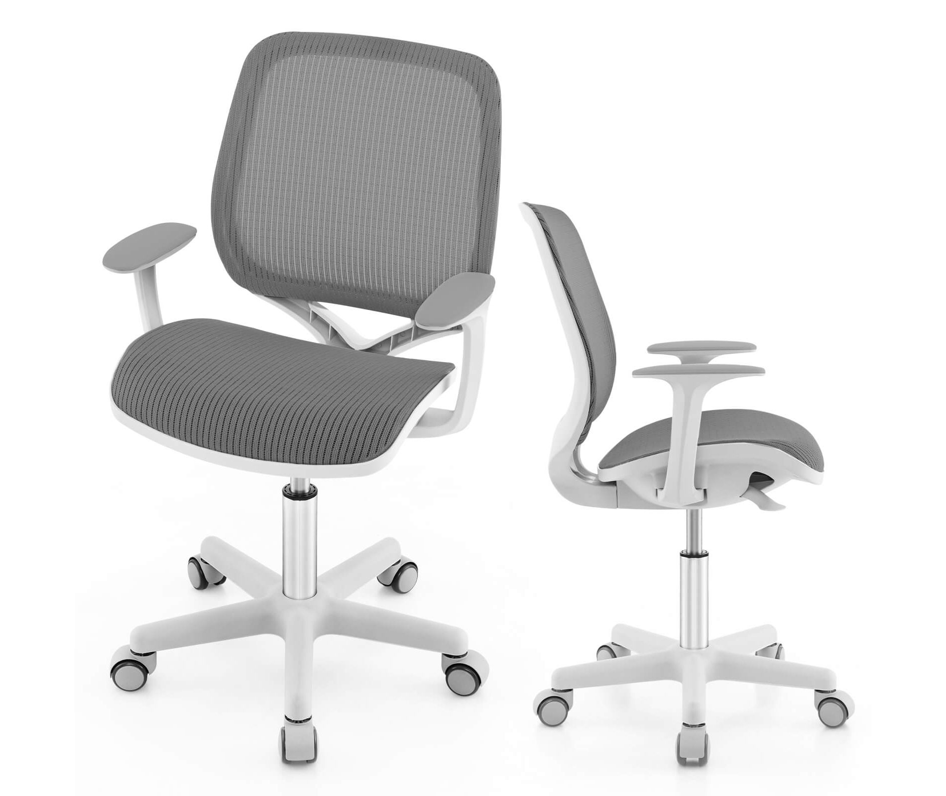 Costway Kids Desk Armchair Swivel Mesh Children Computer Chair with Adjustable Height Gray