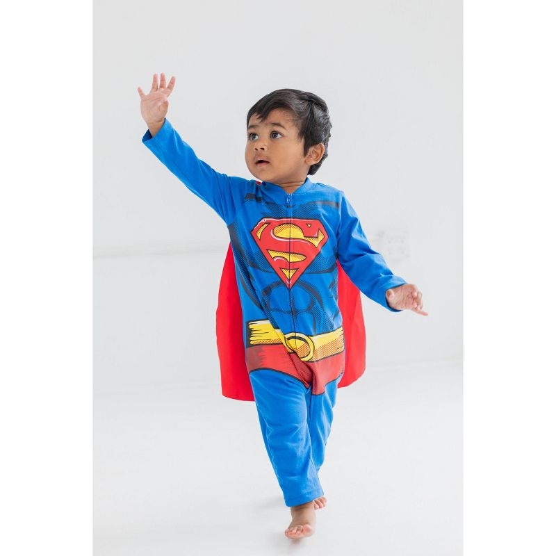 DC Comics Justice League Superman Zip Up Costume Coverall and Cape Toddler, 2 of 10