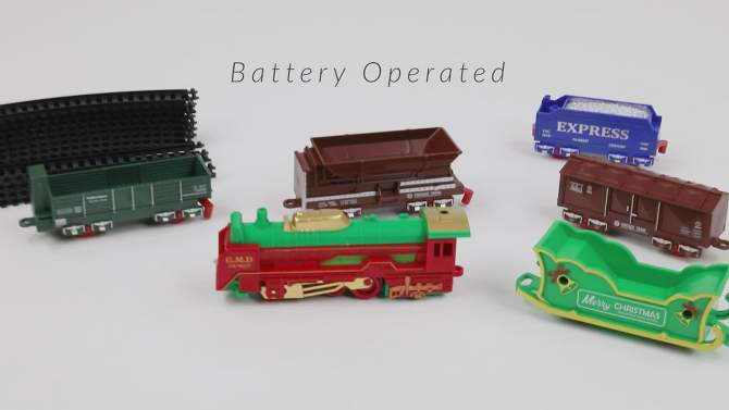 Northlight 23 Pc Battery Operated Lighted and Animated Classic Christmas Train Set with Oval Track, 2 of 6, play video