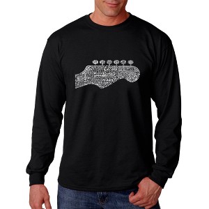 LA Pop Art Men's Word Art Long Sleeve T-shirt - Guitar Head - 1 of 4