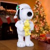 Gemmy Holiday Greeter Snoopy and Woodstock in Silver Santa Hats OPP Peanuts, White - 2 of 2