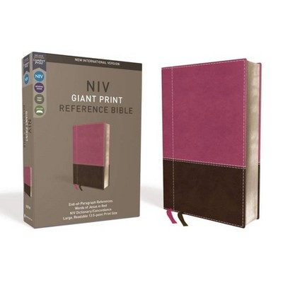 NIV, Reference Bible, Giant Print, Imitation Leather, Pink/Brown, Red Letter Edition, Comfort Print - Large Print by  Zondervan (Leather Bound)