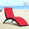 Costway 2PCS Folding Patio Rattan Lounge Chair Chaise Cushioned Portable Garden Lawn Red - 3 of 4