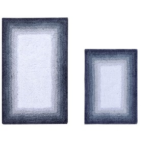 Torrent Collection 2 Piece 100% Soft Cotton Tufted Weave Bath Rug Set, Ombre Pattern, Super Soft & Absorbent, Machine Washable Bathroom Mats - 1 of 4