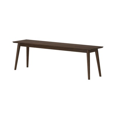 Walnut Mid Century Modern Solid Pine Dining Bench